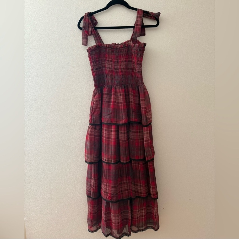 Vici Red and Black Plaid Maxi Dress